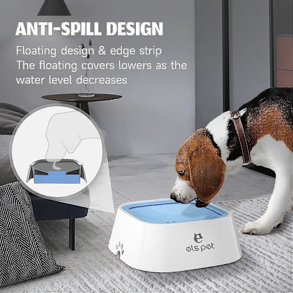 Hundeskål Spildsikker, Kæledyr Vandskål Drypfri Langsom Vandfodring Katte Skål, Kæledyr Vanddispenser Rejse Vandskål Til Hunde Katte -CHSZ 1L Blå