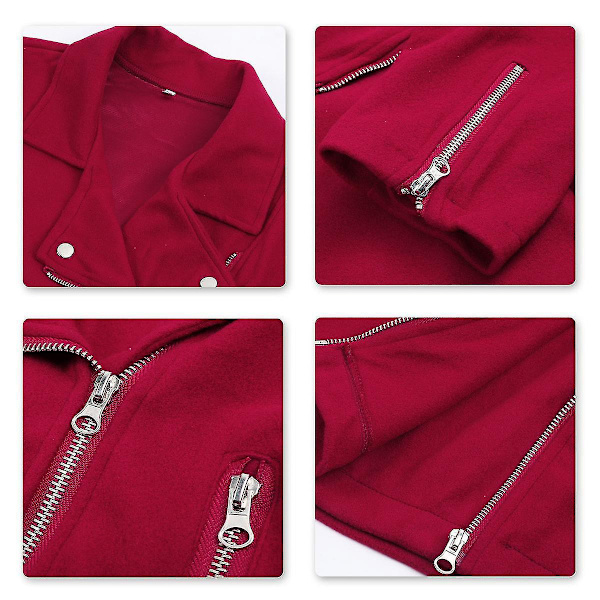 Retro Slim Fit Rød Punk Jakke for Kvinner