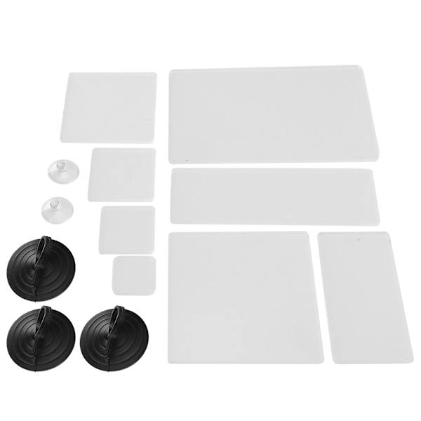 Stempelblokk i akryl, gjennomsiktig med hvite stiplede linjer for scrapbooking, håndverk og stempling