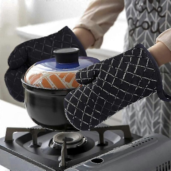 Ugnshandskar Värmebeständiga Dubbelsidiga Halkfria Silikon Grytvantar För Grillning/matlagning/bakning/grill (svart, 2 st)