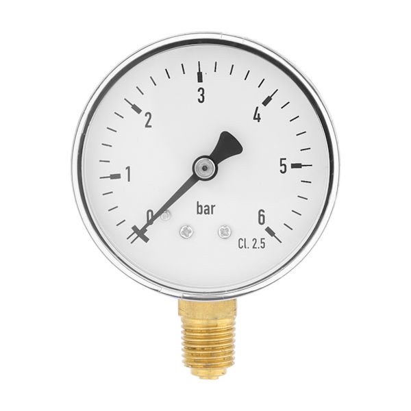 1/4\" NPT Luft Hydraulisk Trykkmåler 0-6 bar Sidemontert Manometer