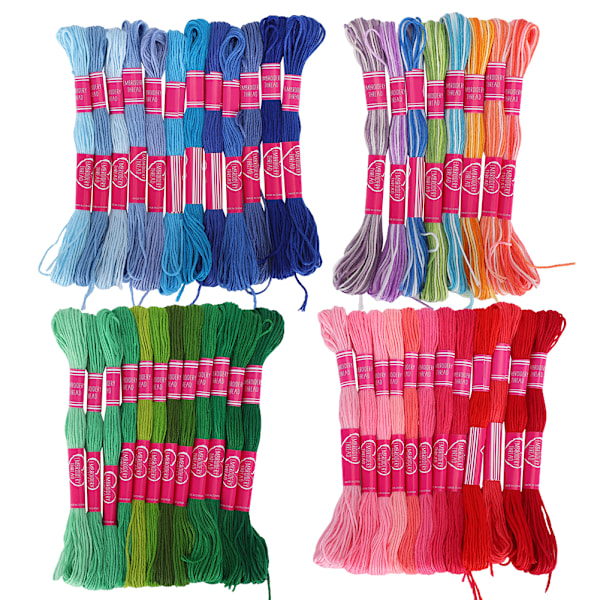 44 stk broderigarn krysssting floss gradient farge polyester bomullsspoler 8 meter