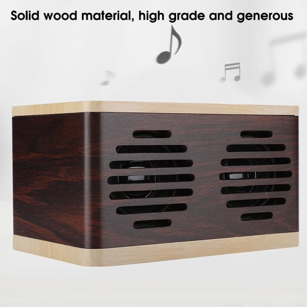 D7 Träsplicing Portabel Subwoofer Mini Bluetooth-högtalare med Ljud- och Laddningskabel