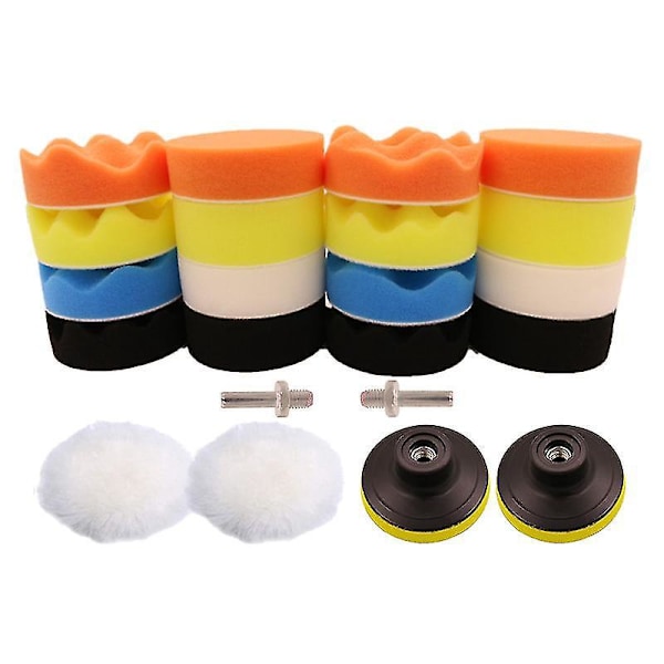 Poleringssvamp 22 st Bilpoleringssvamp med adapterkit för 3-tums bilpolering