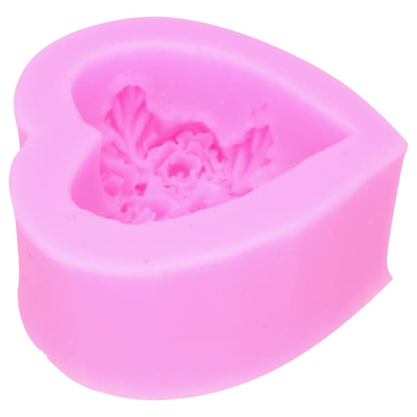 DIY silikonform 3-dimensjonal hjerteformet roseblomst LOVE kake sjokolade såpe stearinlys
