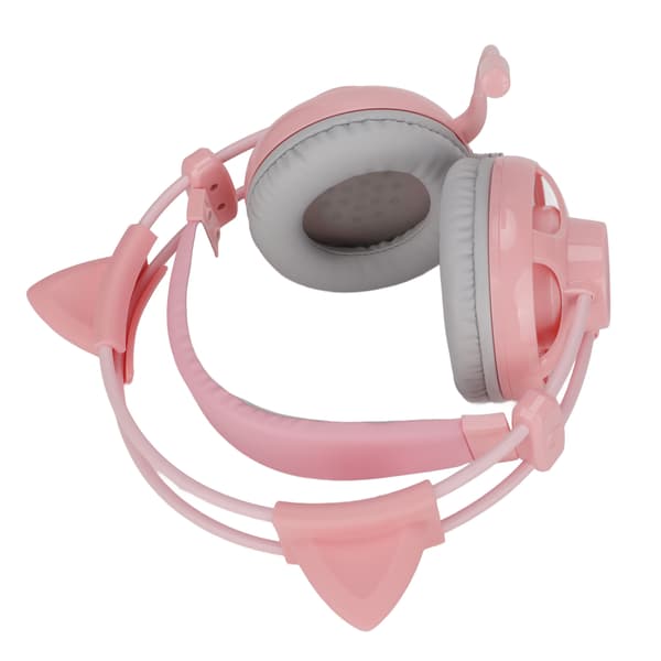 Sött Gaming Headset Brusreducering 7.1 Surroundljud Over Ear Trådbundna Spelhörlurar med Mikrofon för PS5 PC Laptop Grå Rosa