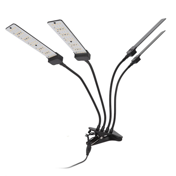 LED växtlampa 4 huvud flexibel fullspektrum belysning 5 växlar dimning klämma växt växer lampa med timing 100‑240V EU-kontakt