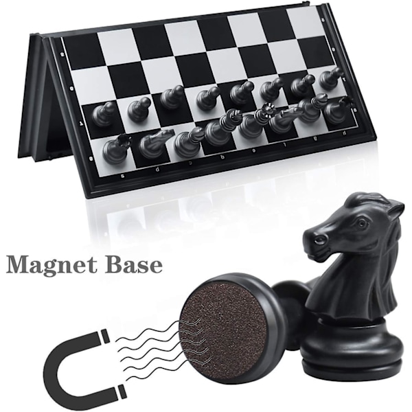 Magnetisk Deluxe Foldbart Skakspil, Sort og Hvide Skakbrikker - Perfekt til Børn og Voksne