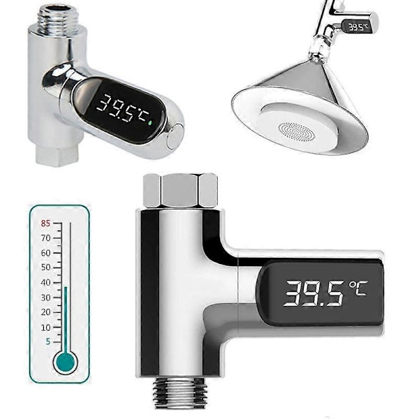 LED Duschtermometer för Hemtemperatur Område 5-85 Smart Baby Flödesmätare Självdriven och Miljövänlig A