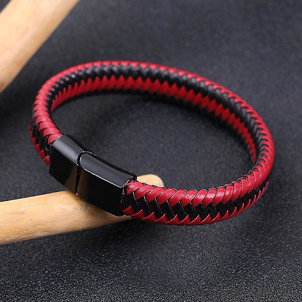 Mænds Flettet Læderarmbånd med Magnetisk Lukning