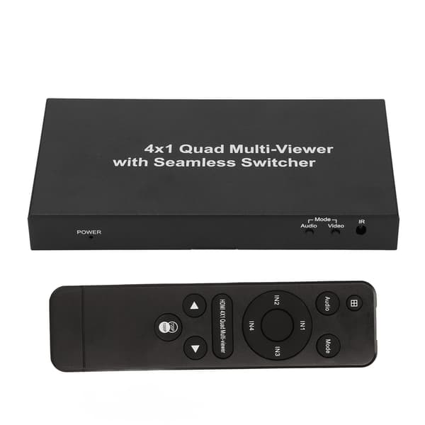HD Multimedia Interface Splitter 4 inn 1 ut 1080P HD Multimedia Interface Switcher med fjernkontroll 100‑240V 4 inn 1 ut Splitter EU-plugg
