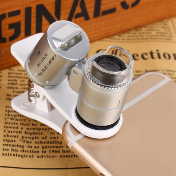 60X förstoringsglas Mobiltelefonlinskamera LED-mikroskopförstoringsglas med klämma för iphone