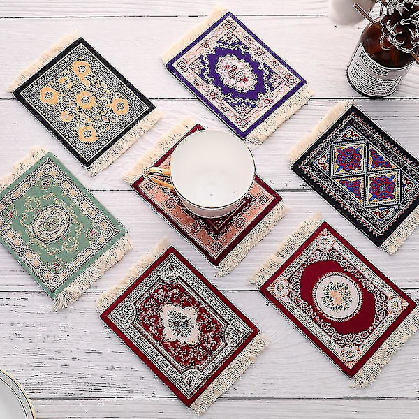 Retro Style Persian Mini Woven Rug Mat - Cup Laptop Mousepad J