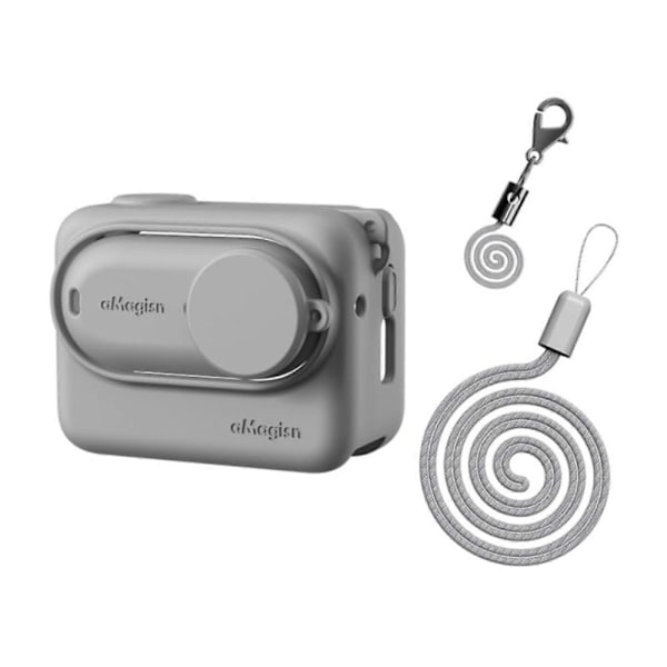 Silikonisuojakotelo Insta360 GO 3 -kameralle + Action Pod Mukana kaulanauha -GSLA ZD Y harmaa