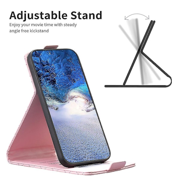 Samsung Galaxy A35 5G Kotelo Korttipidike Pystysuuntainen Käännettävä Nahkakansi - B11 Pinkki
