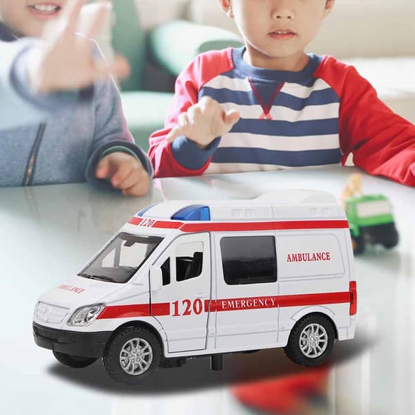 1:32 Mini Stimulering Legering Ambulanse Bil Lyd og Lys Modell Lekekjøretøy (Rød)