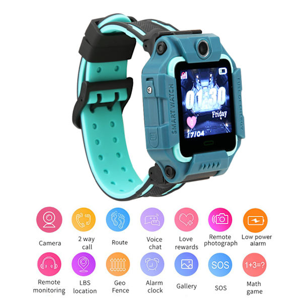 Q19 Barn Smart Phone Watch Vattentät Plug In Card Kamera Positioneringsarmband (vert )