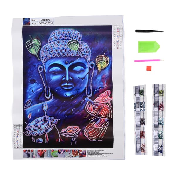 Strassmålning Buddha Mönster Utsökt DIY Hem Väggdekoration Bild 30x40cm