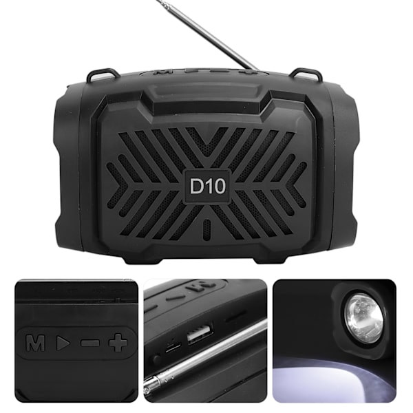 D10 Bluetooth V5.0 Trådlös Högtalare USB Mikro Högtalare med Ljusrem Stöd FM Svart