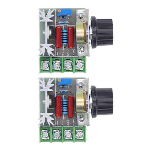 2PCS 2000W 220V AC SCR Spänningsregulator Justerbar Motorhastighetskontrollmodul Vridpotentiometer