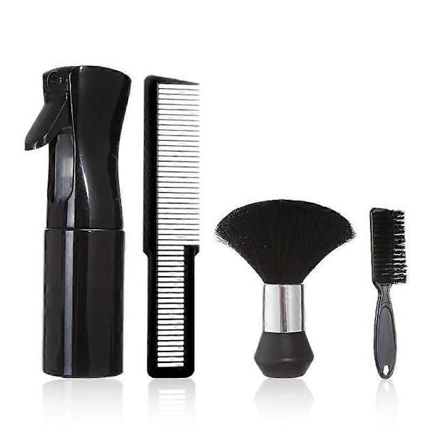 4-Delars Professionell Hårklippningssats Barberarverktygsset Sprayflaska Hårborste Hårrengöring Salong Frisörtillbehör Svart-B