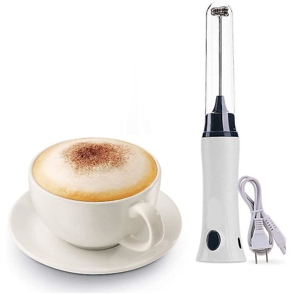 Bærbar melkeskummer, kaffeskummer med enkel og dobbel fjærvispehode, batteridrevet automatisk skummaskin