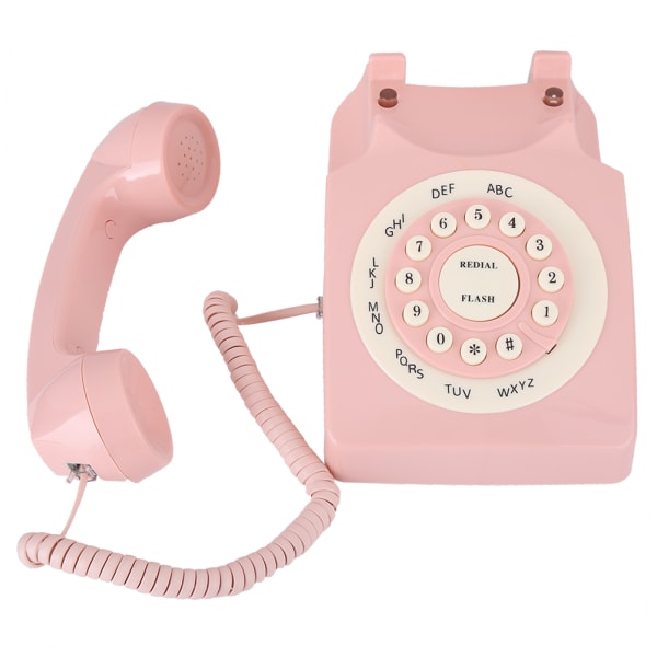 Vintage -puhelin Teräväpiirtopuhelun laadukas langallinen puhelin kotitoimistoon, vaaleanpunainen