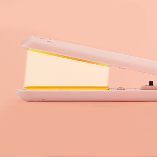 Mini 2-i-1 rettetang USB keramisk oppvarming retting krølling flatjern rose