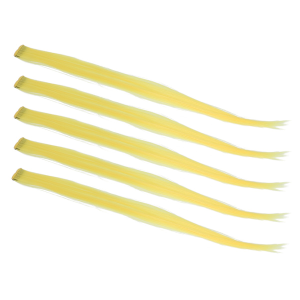 5 stk rett hårstykke klips lys farge 21,65 tommer hårforlengelse hårpynt for Cosplay PartyYellow