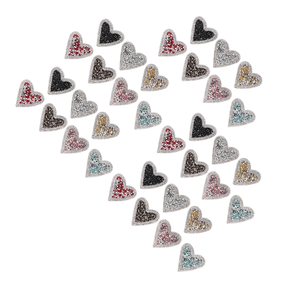 35 STK Hjerteform Rhinestone-lapper Skinnende glitter-applikasjoner DIY-lapper for klær Sko Luer Telefonskall