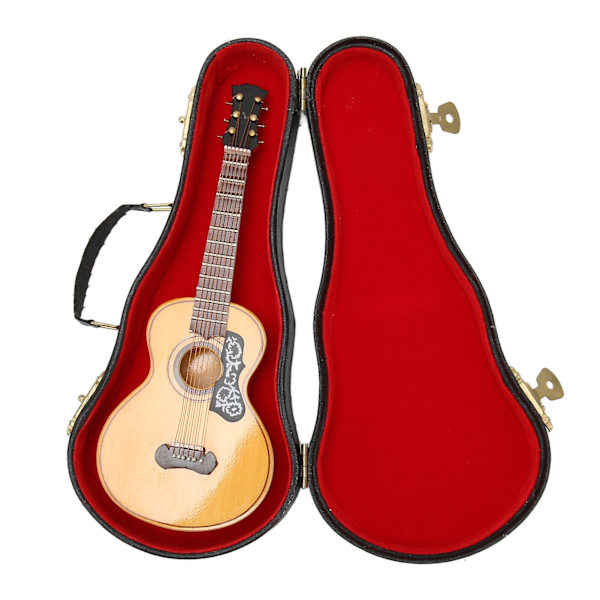 6.69in Miniatyr Gitarr Dekoration Hantverk Lindträ Mini Akustisk Gitarr med Ställ för Examensceremoni