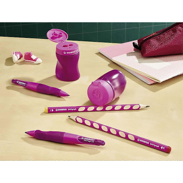 Ergonomisk blyantspisser - Rosa - Med vannreservoar - For høyrehendte