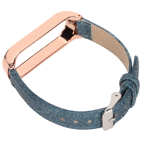 Denim mönstrade klockarmband Retro handledsremmar Ersättning för Xiaomi Mi Band 6 NFC Spänne stilBlå Denim Guld Skal