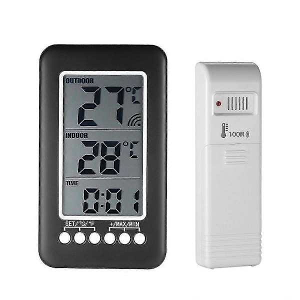 Inomhus Utomhus Termometer, LCD / Trådlös Digital Termometer Med 200ft/100m Räckvidd Temperatursensor_SZXM