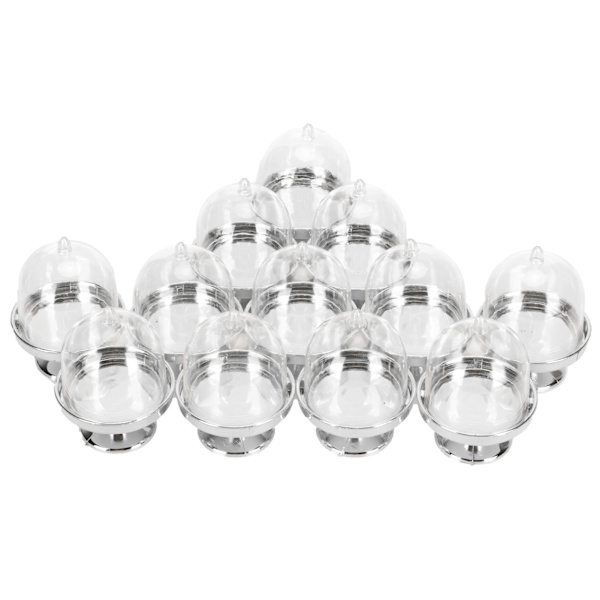 12 Set Mini Candy Box Cake Stand Cupcake Candy Display Tallrik med lock Party Supplies Botten Silver