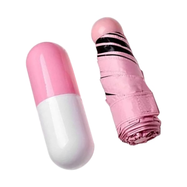 Lommelommeparaply Mini Kompakt Sammenfoldelig Paraply Pink til Solrige og Regnfulde Dage 6 Paraplyribber