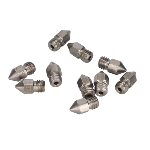 10 st 3D-skrivarmunstycken MK8 rostfritt stål 1,75 mm extruderingstryckhuvuddelar tillbehör 0,5 mm