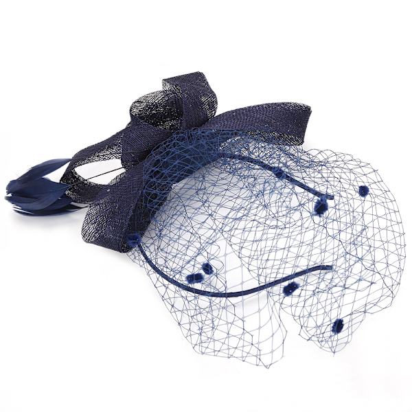 Bröllop Kvinnor Nät Mesh Brud Slöja Hattar Brudar Fascinator Hårkläder Hår Tillbehör(Marinblå)