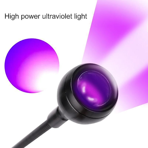 UV-neglelampe 3W Håndfri LED-tørker med fast klips for gelnegl 2 stk