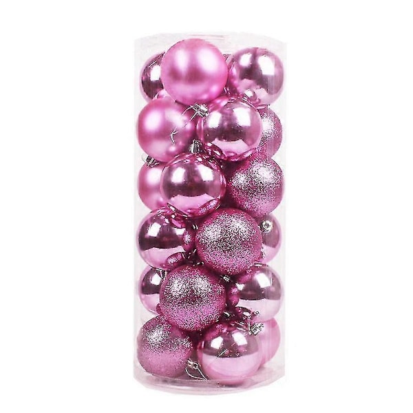 24 X 4 Cm Julekuler Hengende Julekuler Juletre Dekor Kit (1 stk - rosa)