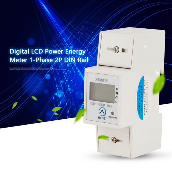 220V 10(40)A Digital 1 fase 2 Ledning 2P Din Rail Elektrisk Meter Elektronisk KWh Meter