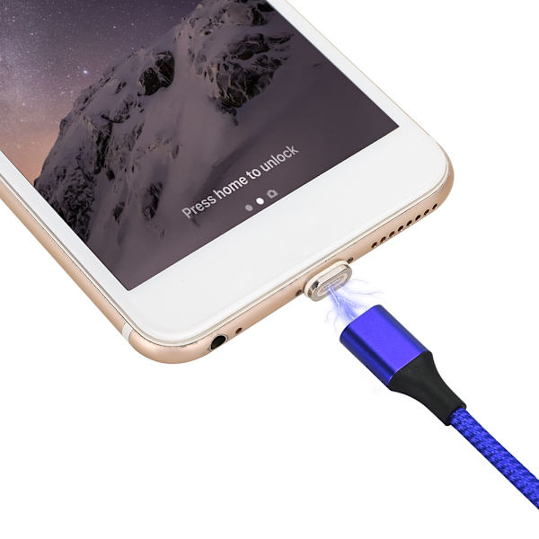 3A magnetisk mobiltelefonladekabel med LED-lys telefon datalinje for iphone (blå)