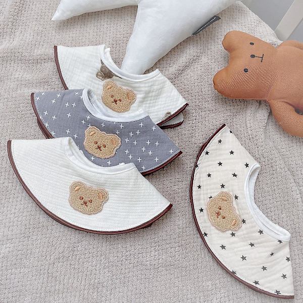4-pack Unisex Baby Spädbarnshaklappar i Bomull, Justerbara, för Tandspottning