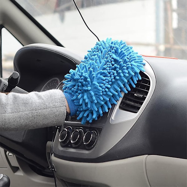 Mikrokuituautonpesuhanskat - Suuret Chenille-kankaat Autonpesutarvikkeisiin (2 kpl, Punainen)