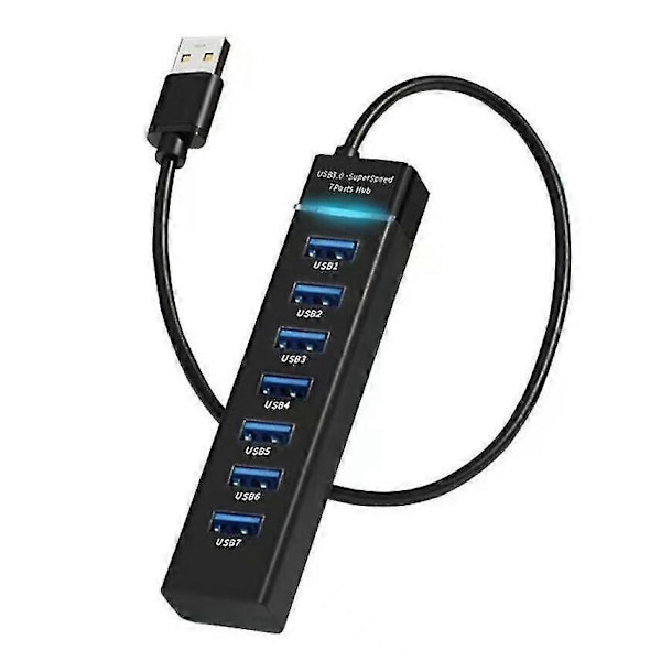 7 Portars Hub Usb 3.0 Höghastighets Multiadapter Förlängningskabel PC Laptop -DGJR 1.2M