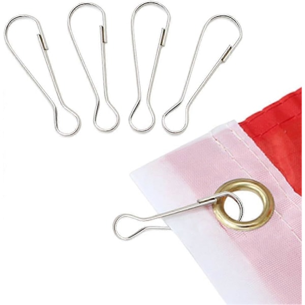 Flaggstångsklämma, Alla tillbehör i rostfritt stål - Kompatibel med öljetterad flagga - Set om 4