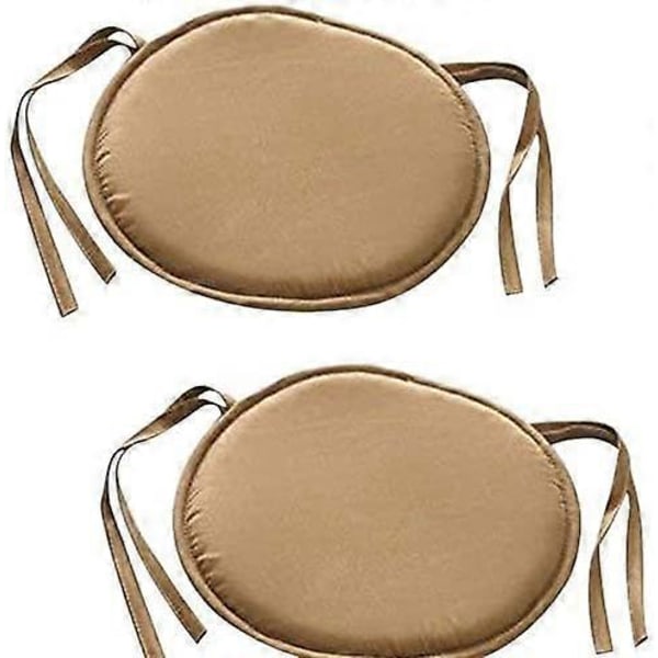 Set med 2 vadderade trädgårdsstolsdynor med band 38 x 38 cm Brun