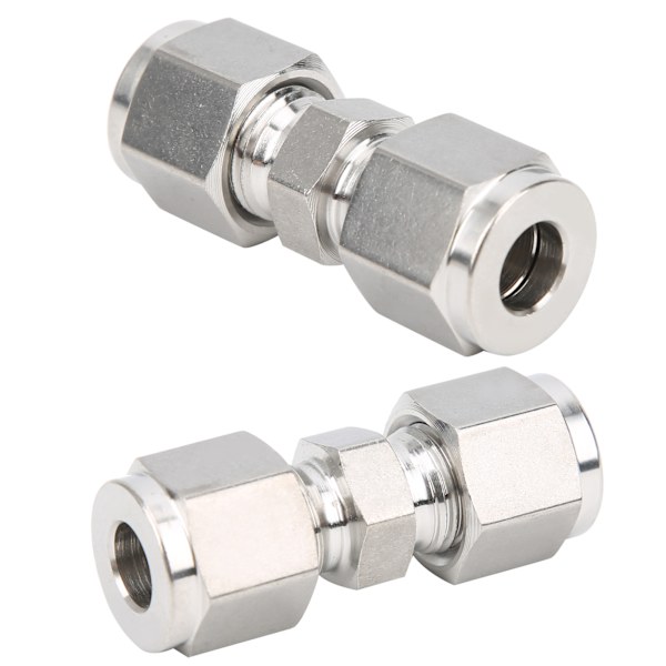 2 stk. 316 rustfrit stål kompressionsfitting lige dobbeltferrule røradapter (Ф8)