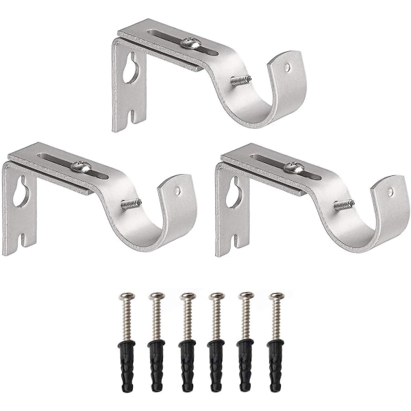 3 säädettävän seinäkiinnikkeen set tukevalle metalliverhotangolle
