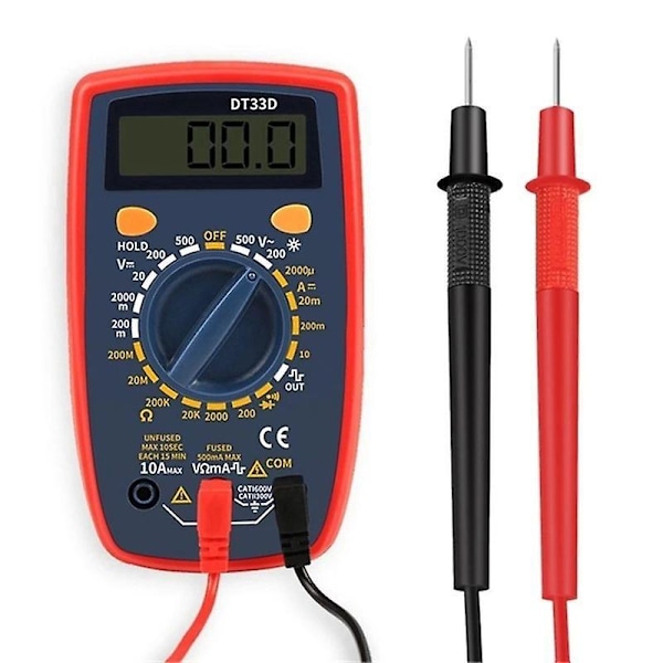 Digitalt multimeter med 2000 tellinger - Måling av spenning, strøm og motstand
